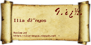Ilia Ányos névjegykártya